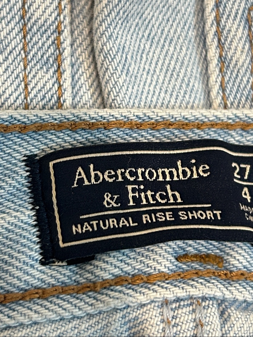 Vintage Y2K Abercrombie & Fitch Natural Rise Denim Belted Shorts |Size 27/4 - Picture 6 of 6